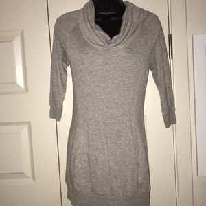 Bebe jersey cotton gray cowl neck mini dress